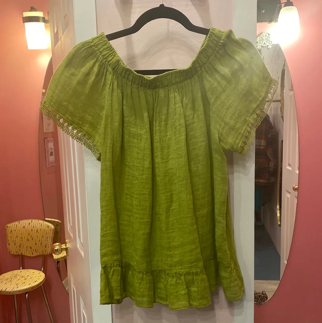 15-248 Green Linen Blouse