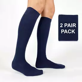 2 Pack of Navy Blue Cotton Sport Knee High Sock Basics