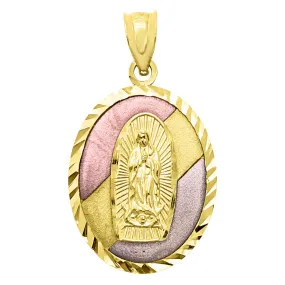 3 Tone Guadalupe DC 10K Yellow Gold Pendant