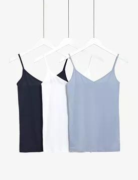 3pk Cotton Rich Strappy Vests