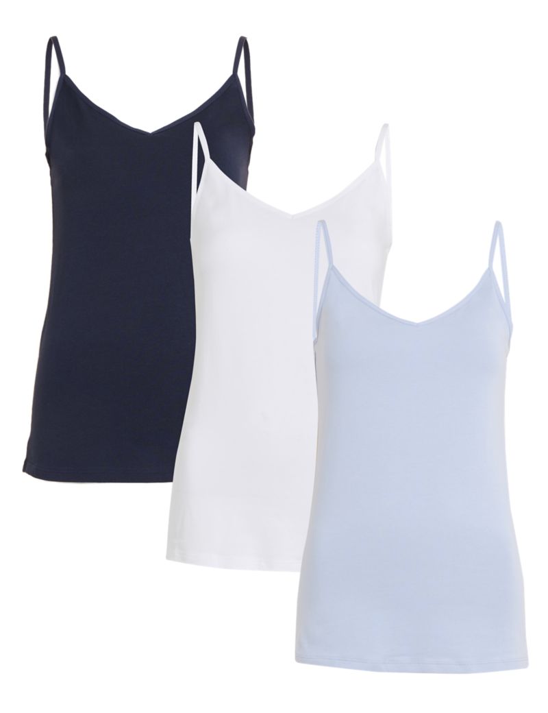 3pk Cotton Rich Strappy Vests