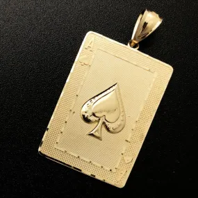 Ace of Spades Poker Card DC 10K Yellow Gold Pendant