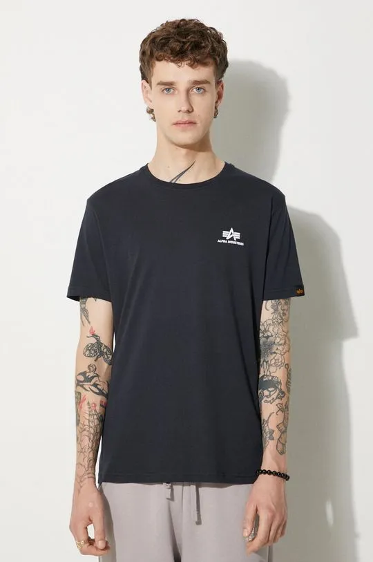 Alpha Industries cotton t-shirt Basic T Small Logo navy blue color 188505.07