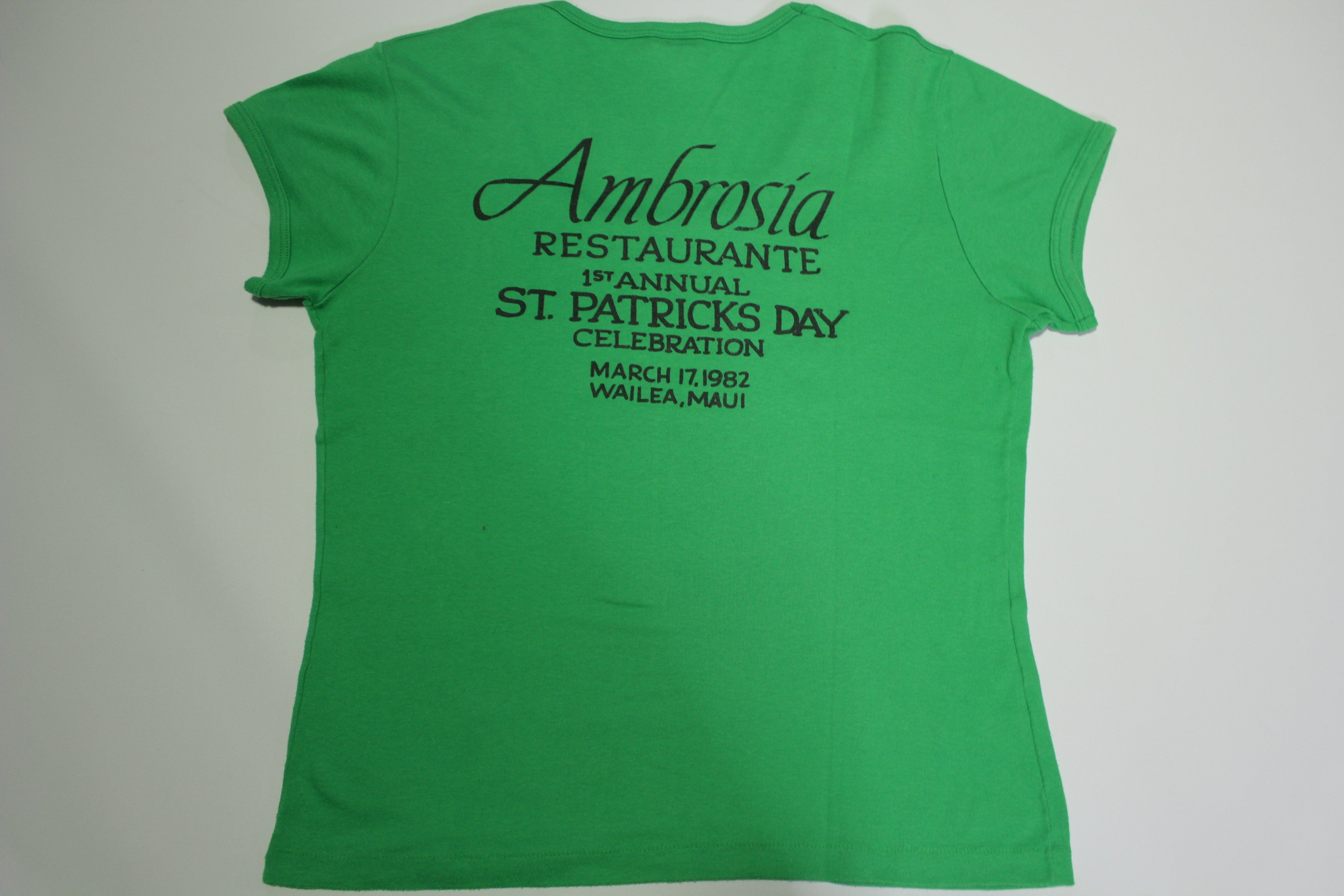 Ambrosia Restaurante St. Patricks Day Celebration 1982 Wailea Maui Hawaii Vintage 80's T-Shirt