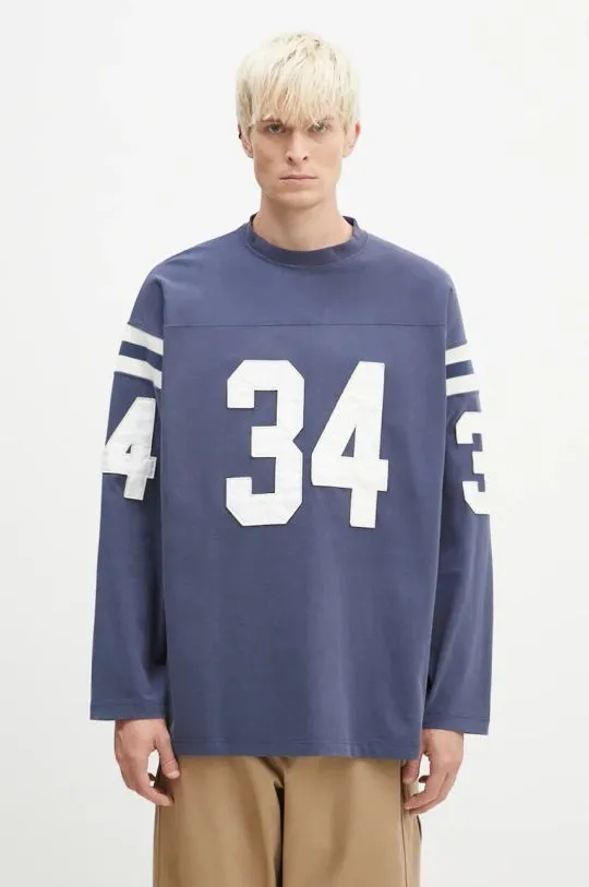 AMBUSH cotton longsleeve top Football blue color with an application BMAB004F24JER0014531