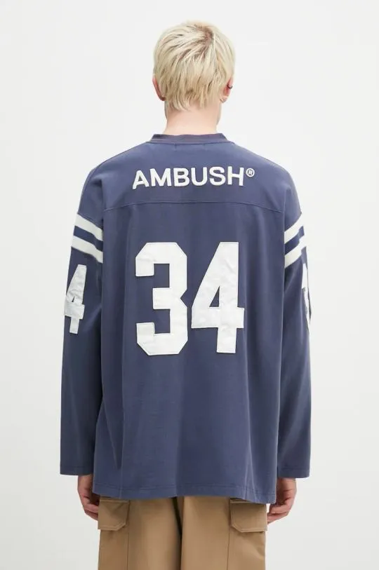 AMBUSH cotton longsleeve top Football blue color with an application BMAB004F24JER0014531