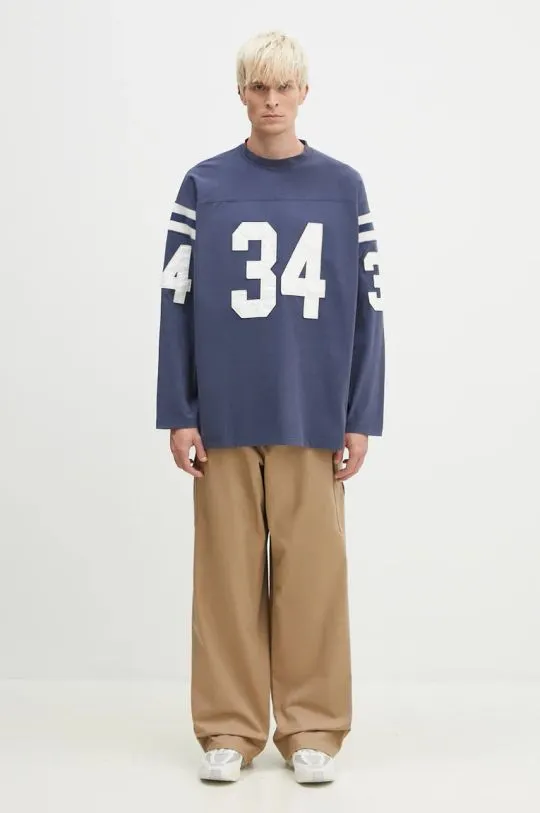 AMBUSH cotton longsleeve top Football blue color with an application BMAB004F24JER0014531