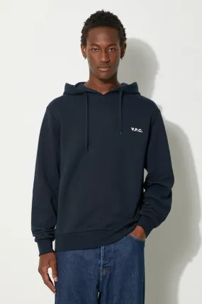 A.P.C. cotton sweatshirt Boxy Petit Vpc men's navy blue color hooded smooth COHBR-H27917