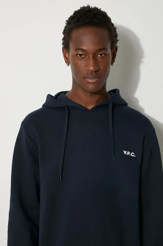 A.P.C. cotton sweatshirt Boxy Petit Vpc men's navy blue color hooded smooth COHBR-H27917