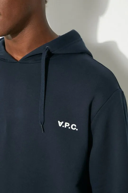 A.P.C. cotton sweatshirt Boxy Petit Vpc men's navy blue color hooded smooth COHBR-H27917