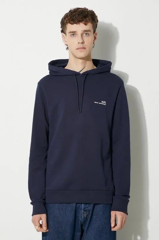 A.P.C. cotton sweatshirt Hoodie Item men's navy blue color