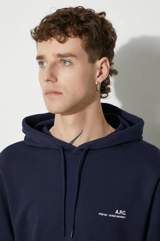 A.P.C. cotton sweatshirt Hoodie Item men's navy blue color