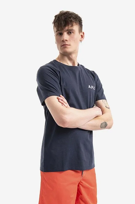 A.P.C. cotton T-shirt Mike navy blue color