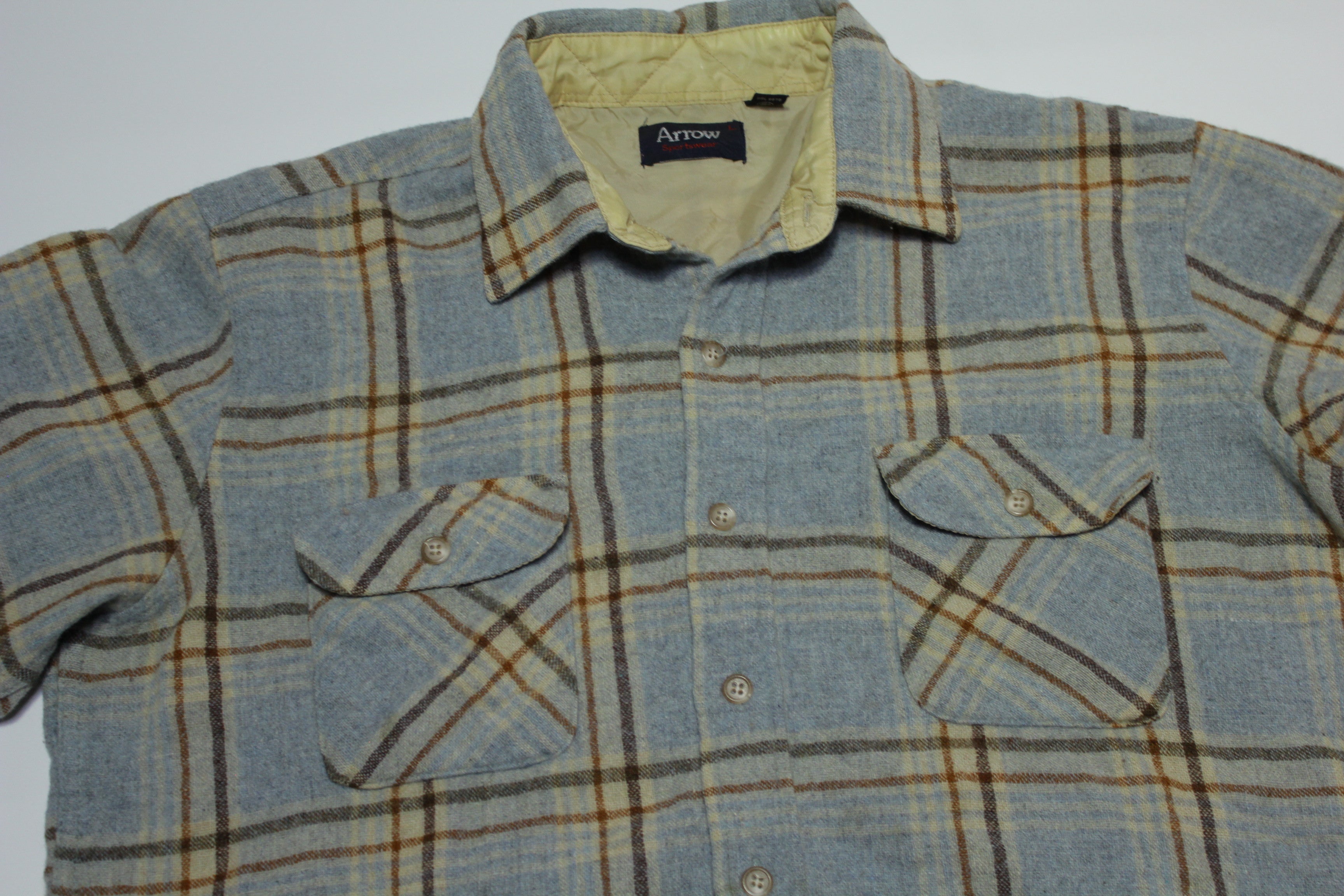 Arrow Sportswear Vintage 80's Plaid Wool Flannel Button Up Shirt