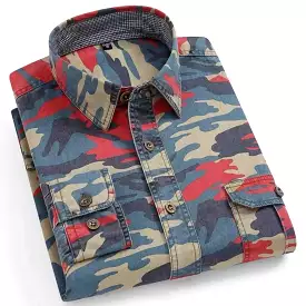 Autumn new pure cotton camouflage shirt