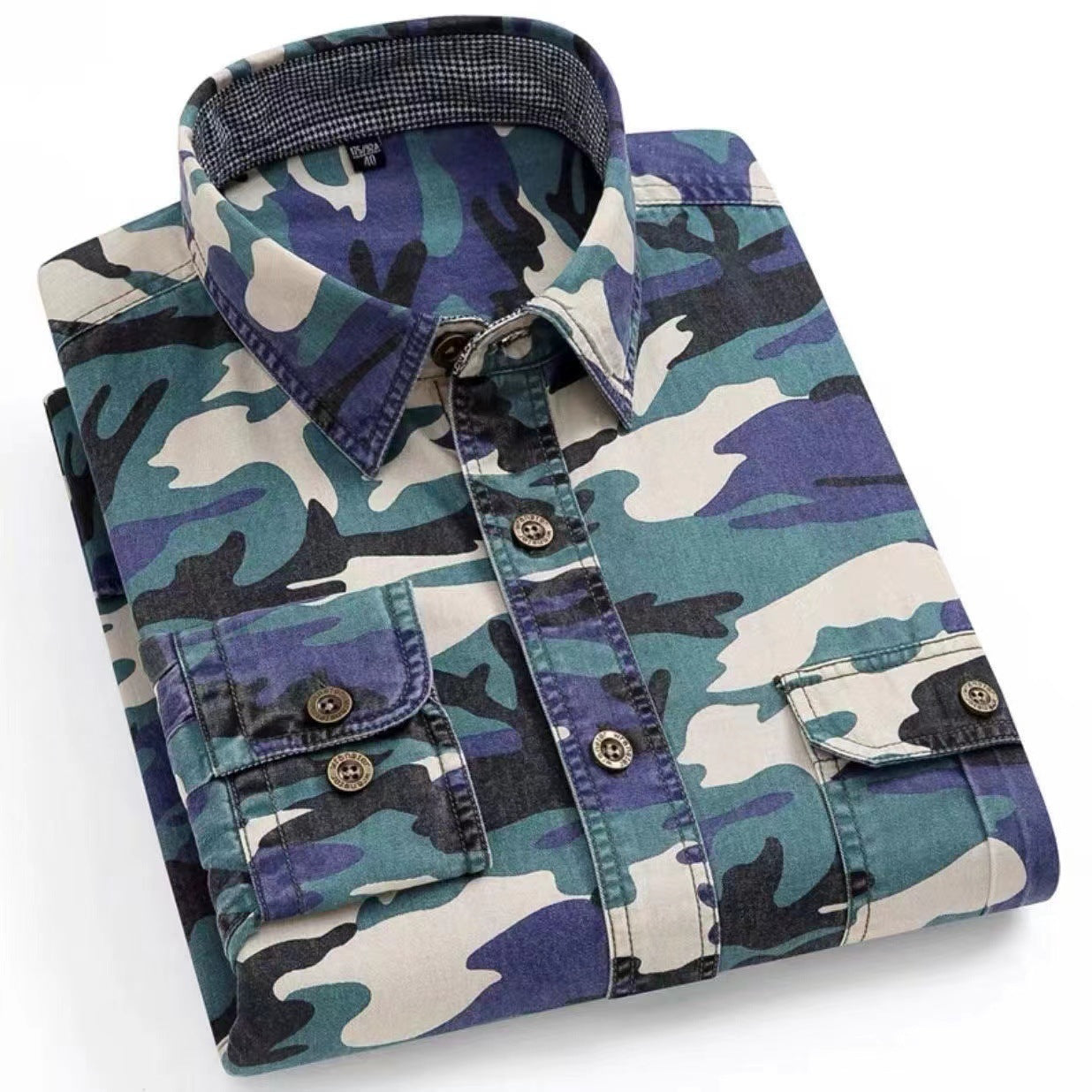 Autumn new pure cotton camouflage shirt