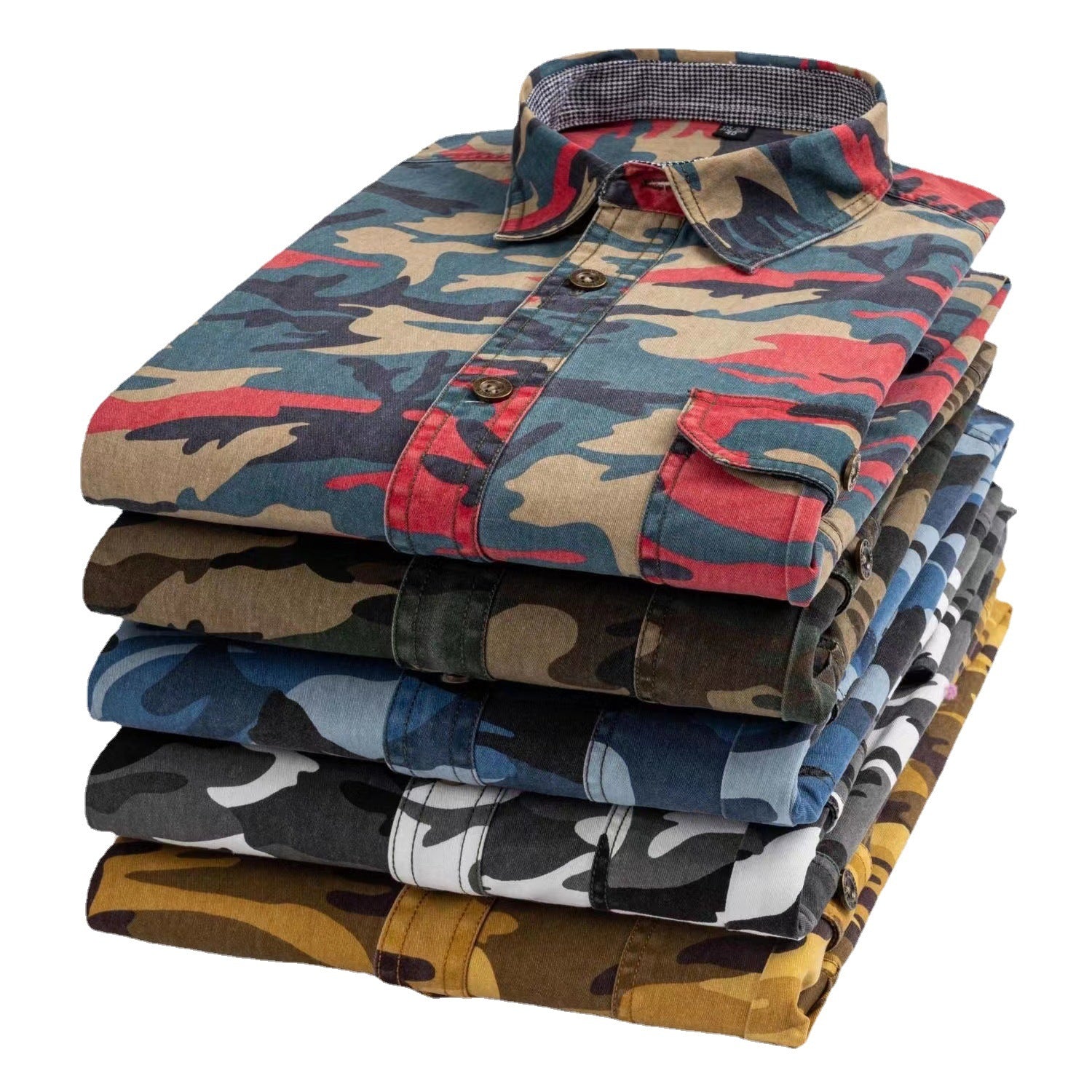 Autumn new pure cotton camouflage shirt