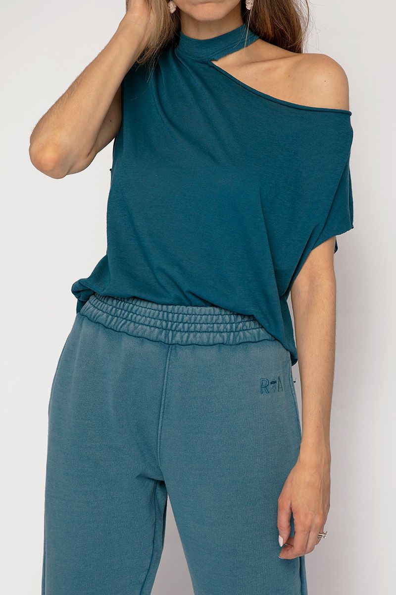 Axel Cotton Cashmere Top in Aqua Blue