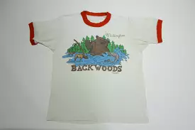 Backwoods Washington Paper Thin Bear Moose Salmon Vintage 80's Ringer T-Shirt