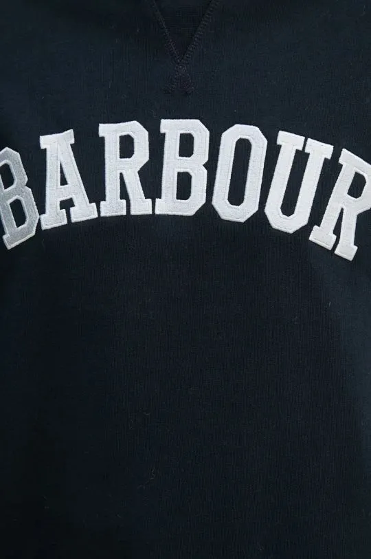 Barbour cotton sweatshirt women's navy blue color hooded with an application LOL0592