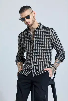 black net printed shirt