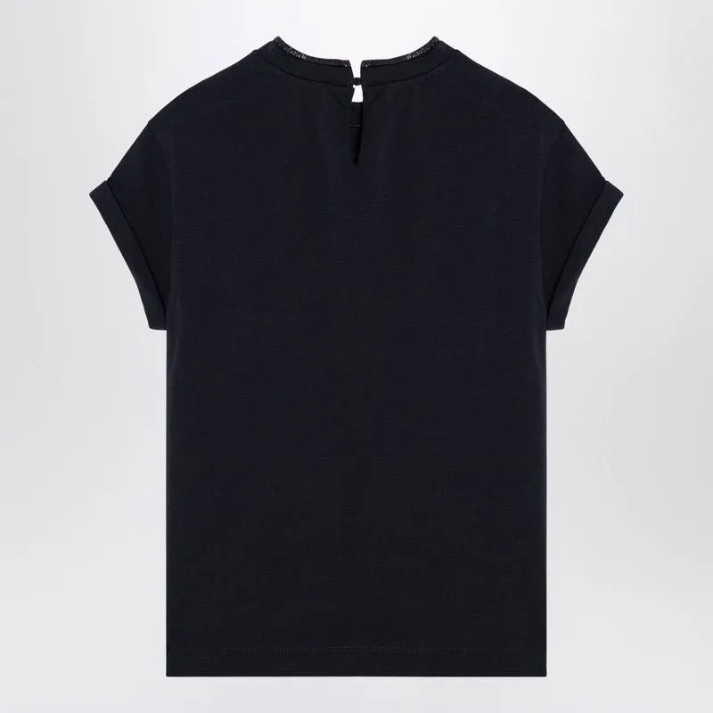 BLUE COTTON CREW-NECK T-SHIRT