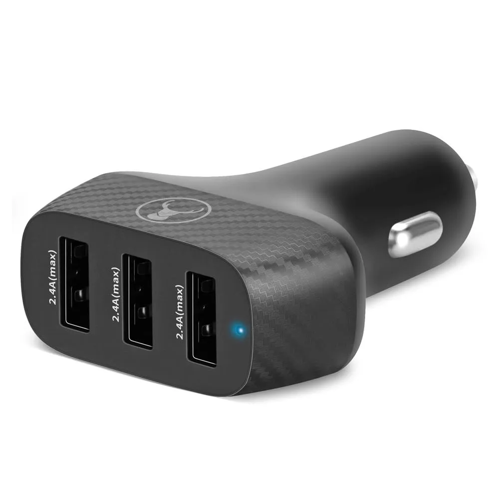 Bonelk Carbon Series Car Charger - 3 x USB-A, 36W (Black)