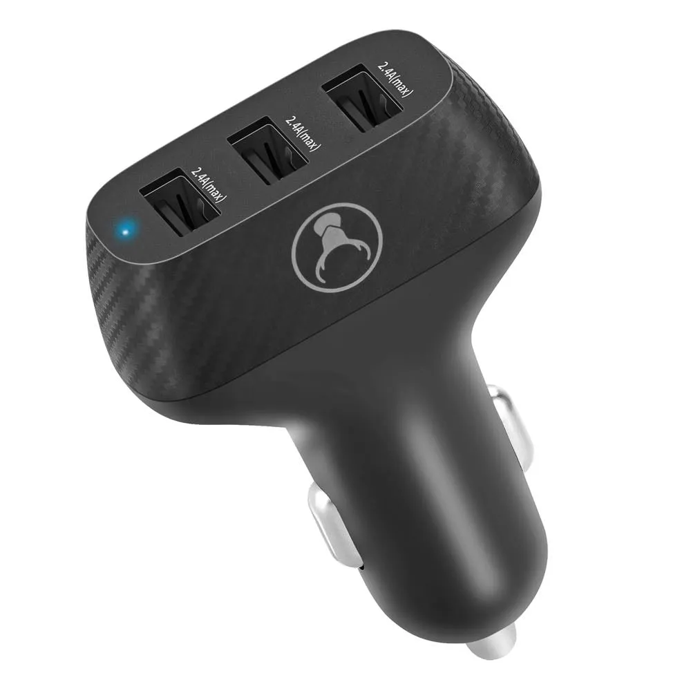 Bonelk Carbon Series Car Charger - 3 x USB-A, 36W (Black)