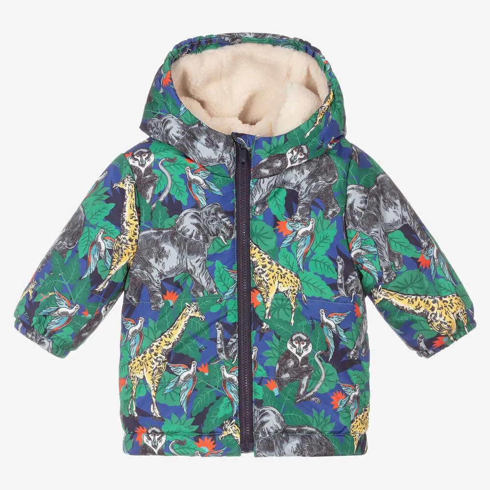 Boys Green & Blue Jungle Coat