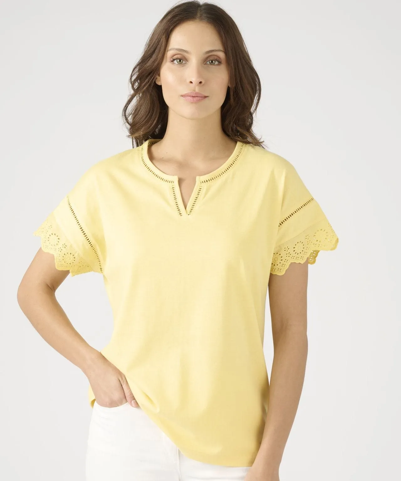 Broderie Detail Organic Cotton T-shirt