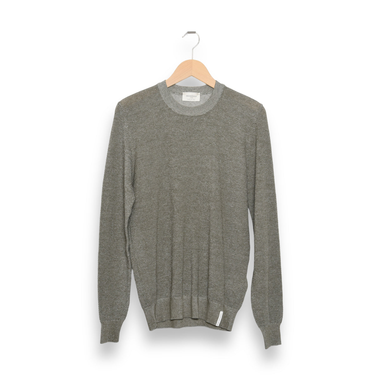 Brooksfield Crew Sweater rice stitch cotton oregano/panna