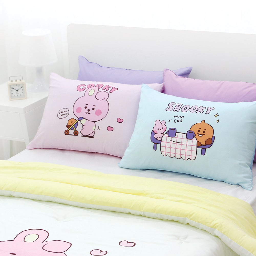 BT21 Little Buddy Pillow Covers Bangtan Boys BTS Cushion Cases 100% Cotton Kpop Home Decor Bedroom Naradeco Line Freinds