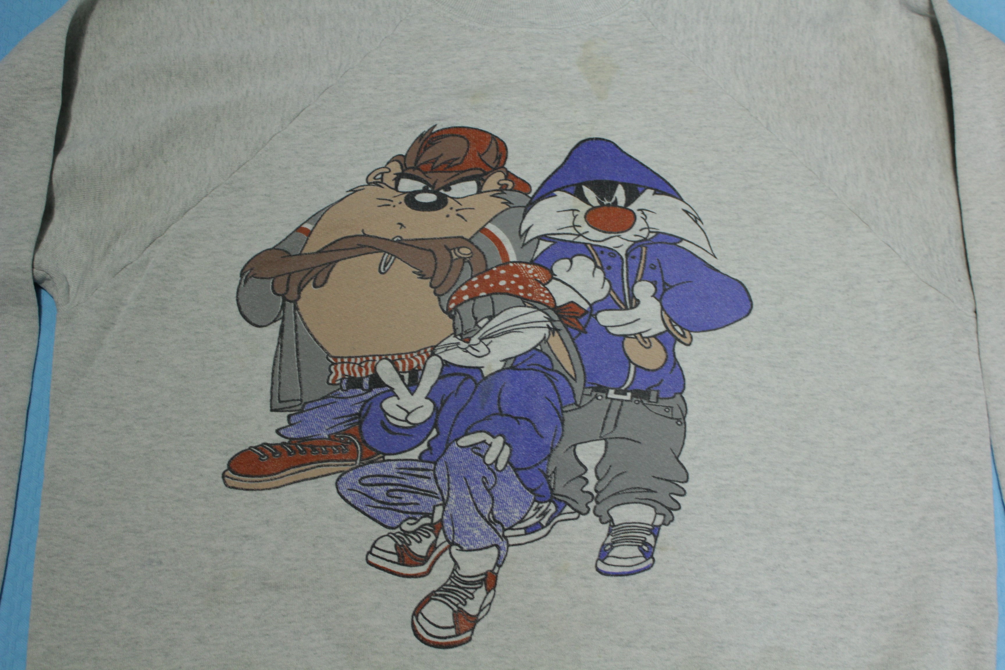 Bugs Bunny Taz and Sylvester Vintage 90's Street Gangster Hip Hop Crewneck Sweatshirt