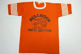 Bulldogs Do It Better Vintage 80's Velva Sheen Funny Striped Sleeve T-Shirt