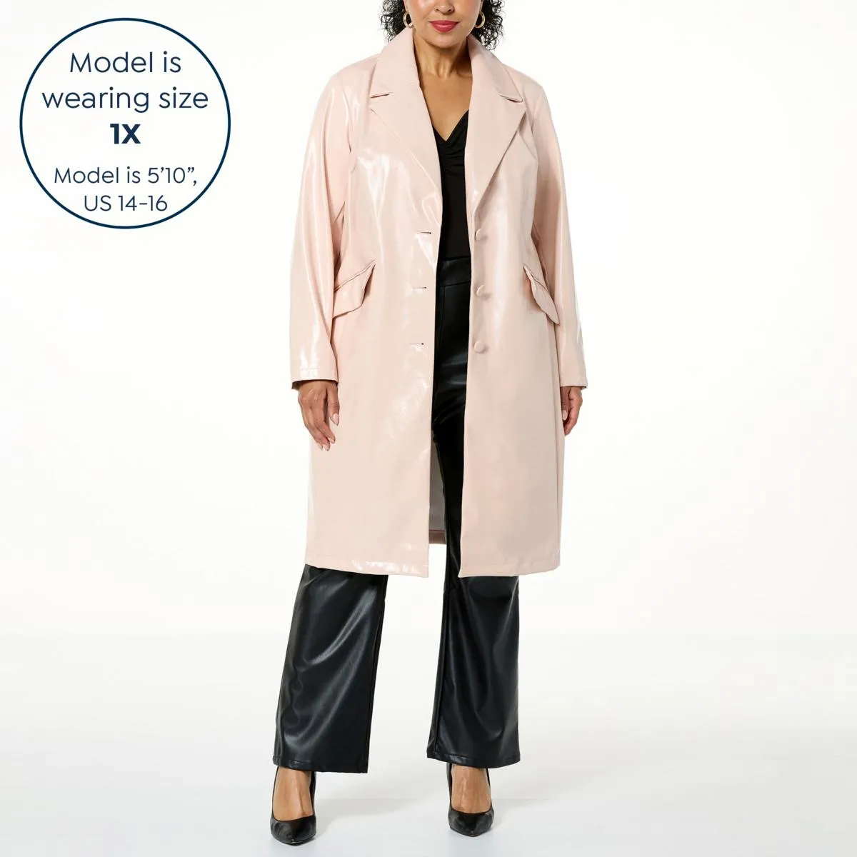      C Wonder Faux Patent Leather Trench Coat     