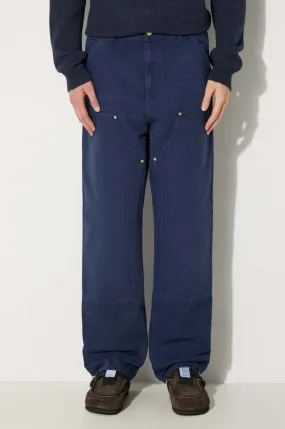 Carhartt WIP cotton trousers Double Knee Pant navy blue color I031501.29L3K