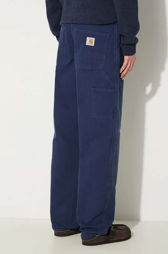 Carhartt WIP cotton trousers Double Knee Pant navy blue color I031501.29L3K