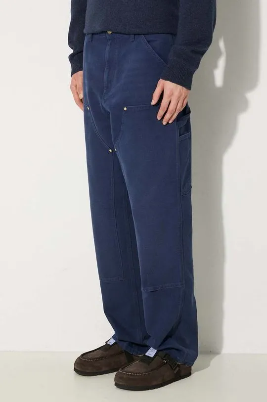 Carhartt WIP cotton trousers Double Knee Pant navy blue color I031501.29L3K