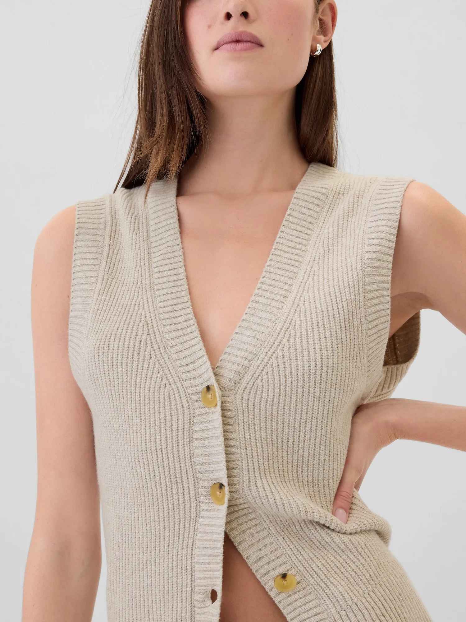 CashSoft Ribbed Sweater Vest