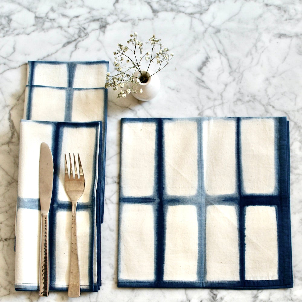 Chechi Rectangle Pattern Shibori Cotton Napkins