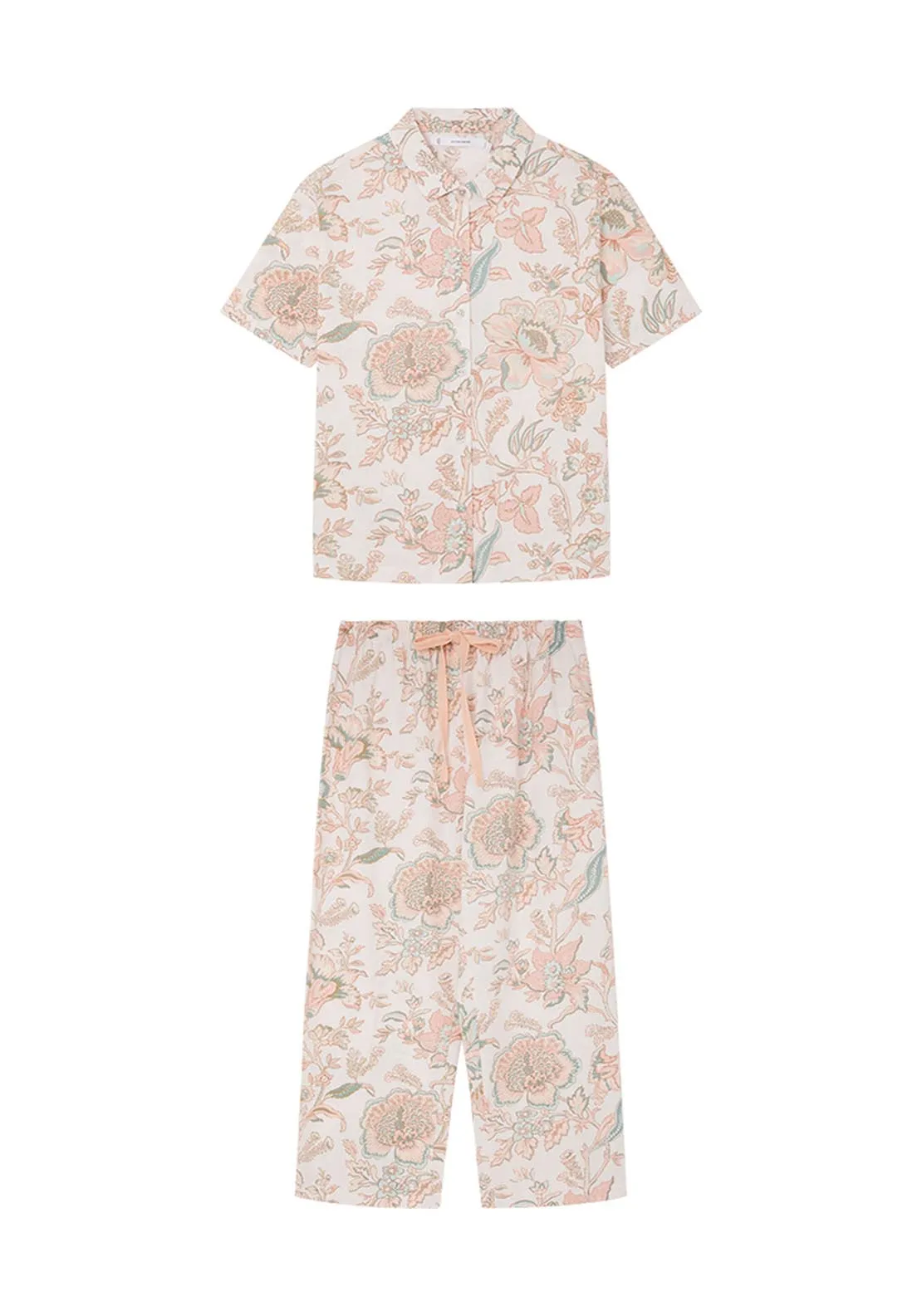 Classic floral print pyjamas in 100% cotton - White