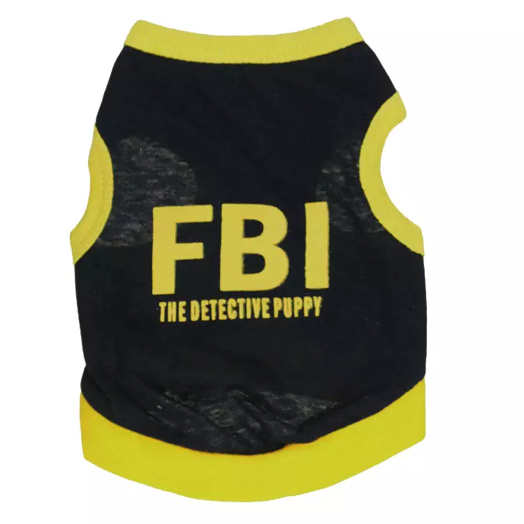 Cotton black printed fbi pet vest