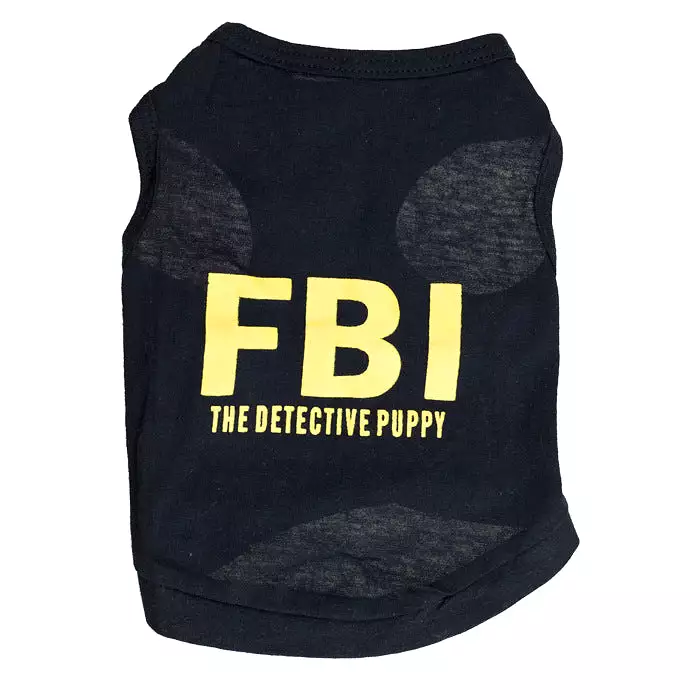 Cotton black printed fbi pet vest