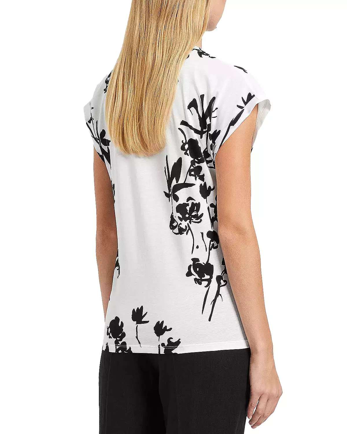 Cotton Cap Sleeve Printed Tee (Ivory Floral)