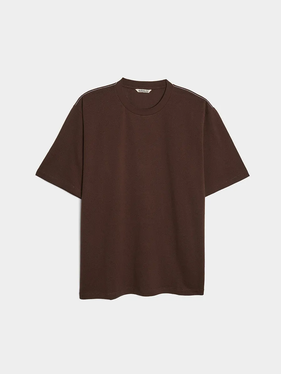 Cotton Mesh Dyed Tee, Dark Brown