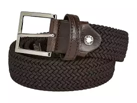 Cotton Stretch Belt Crocodile Tab Solid Brown