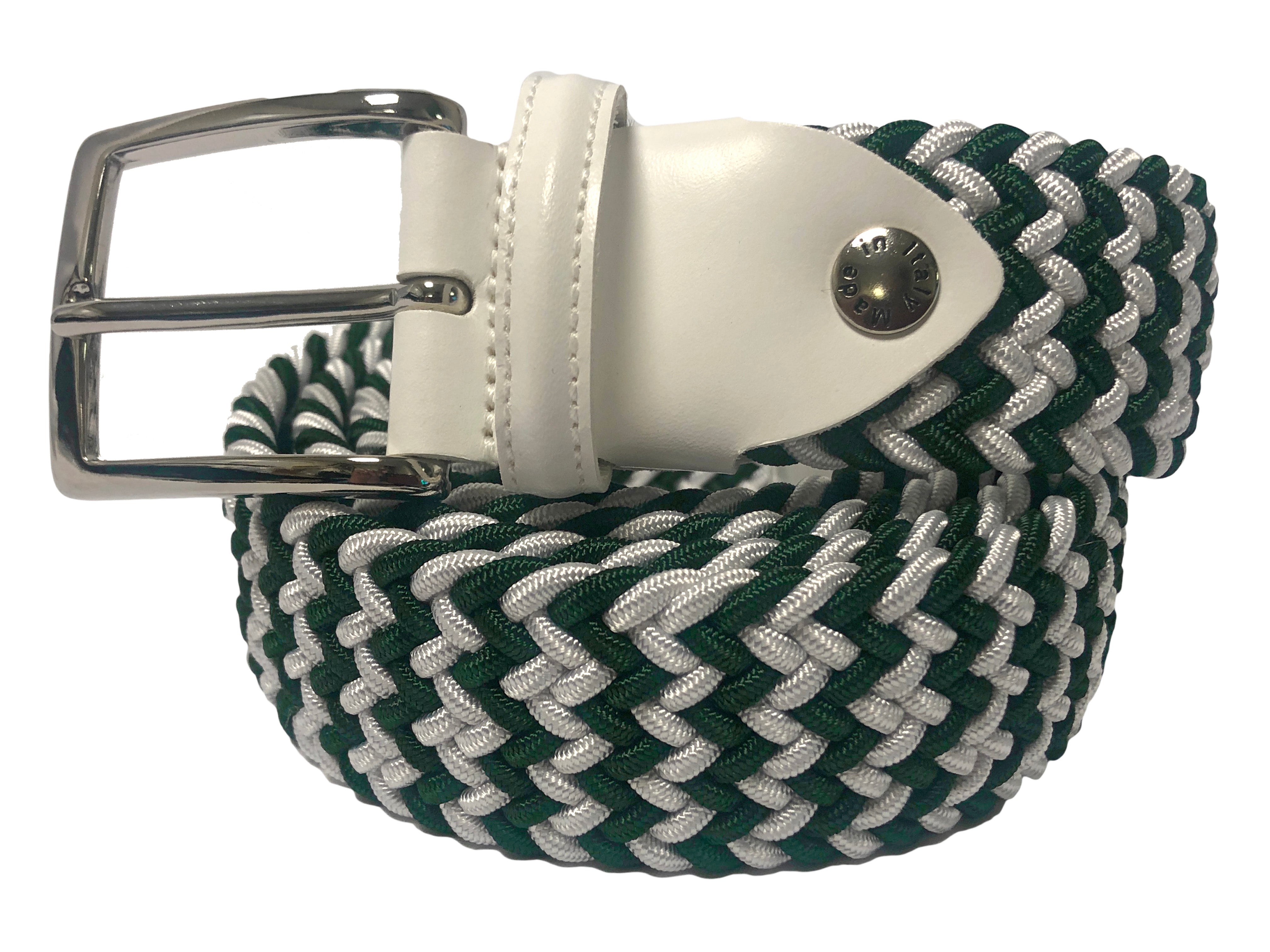 Cotton Stretch Belt Forest Green/White