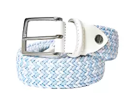 Cotton Stretch Belt Stripe White/Light Blue