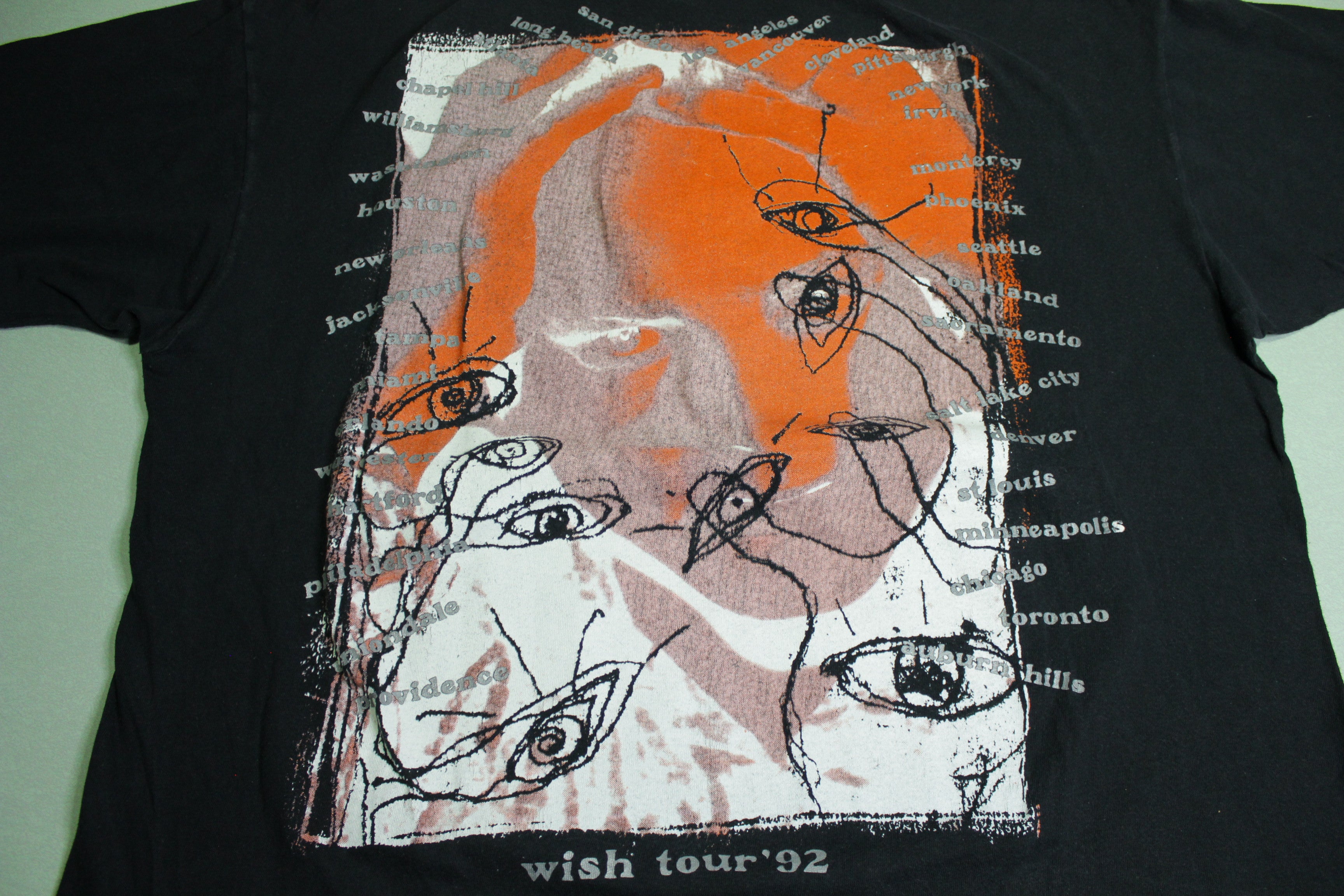 Cure Robert Smith Vintage 90's Big Head Print Wish Tour Brockum 1992 Tour OSFA T-Shirt