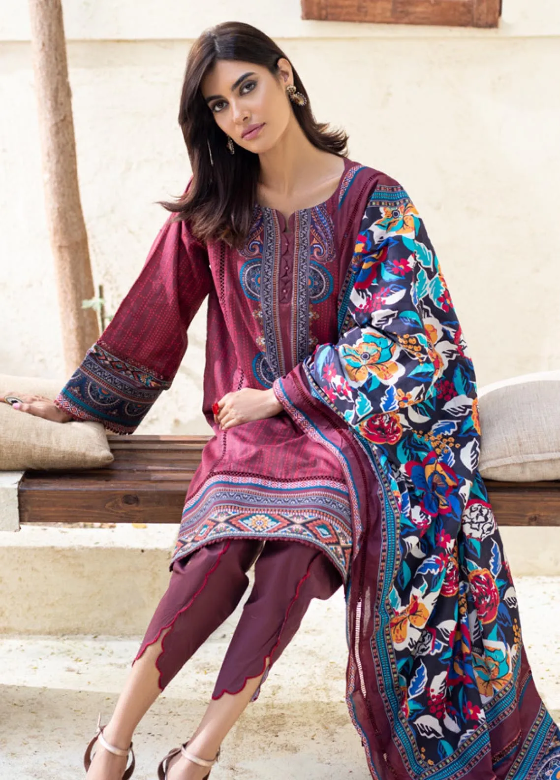 D#13 Alzohaib Sunshine Bloom Cotton Satin Printed Collection 1022